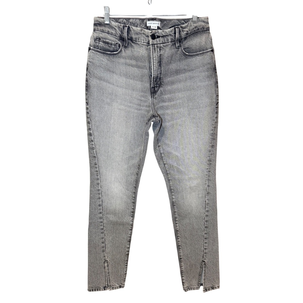 Good American Good‎ Boy Twisted Slit Straight Leg Jeans Gray Size 6/28